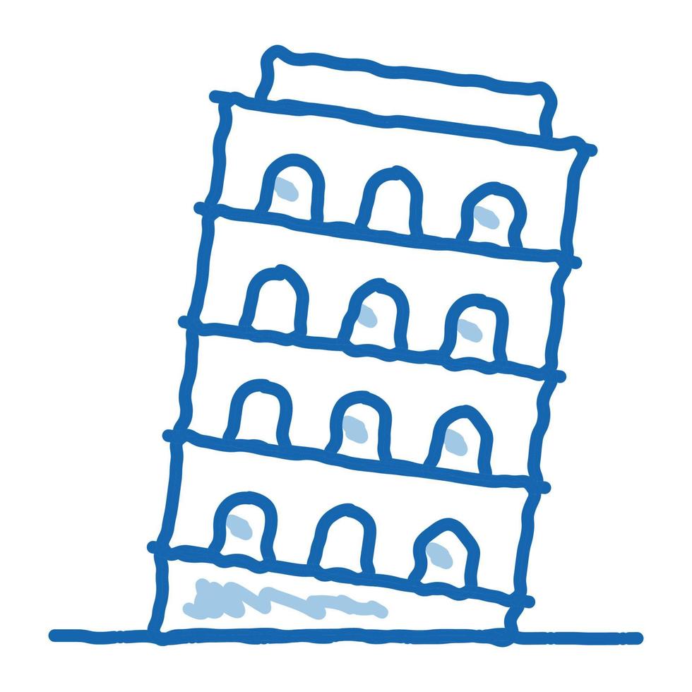 Pisa Tower doodle icon hand drawn illustration vector