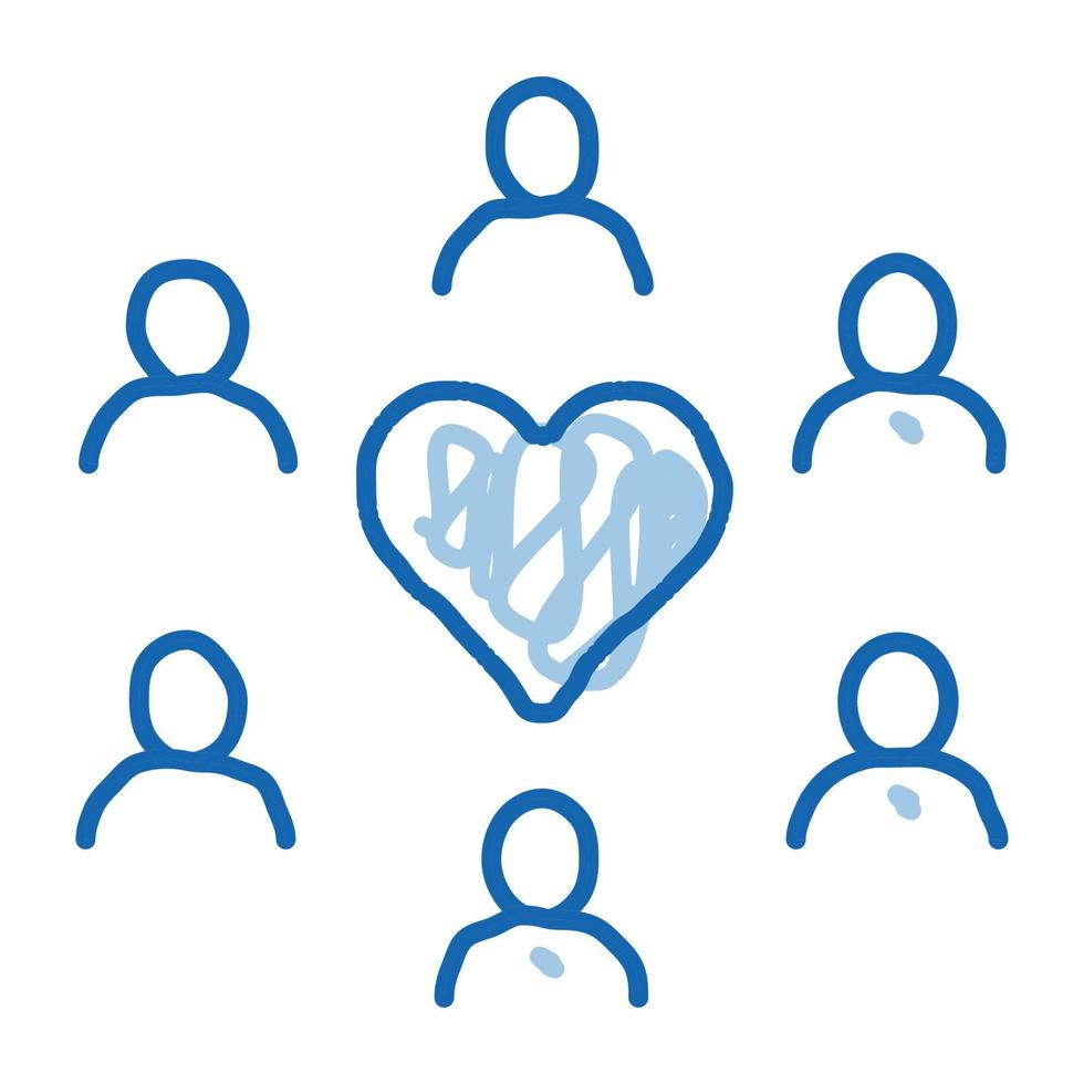 grupo humano amor doodle icono dibujado a mano ilustración vector
