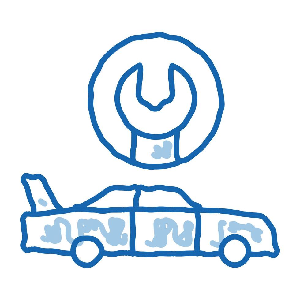 Car Wrench Tool doodle icon hand drawn illustration vector