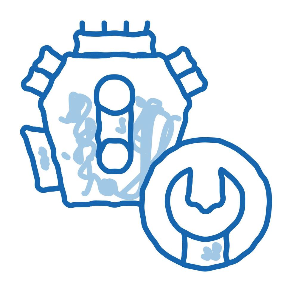 Engine Repair doodle icon hand drawn illustration vector