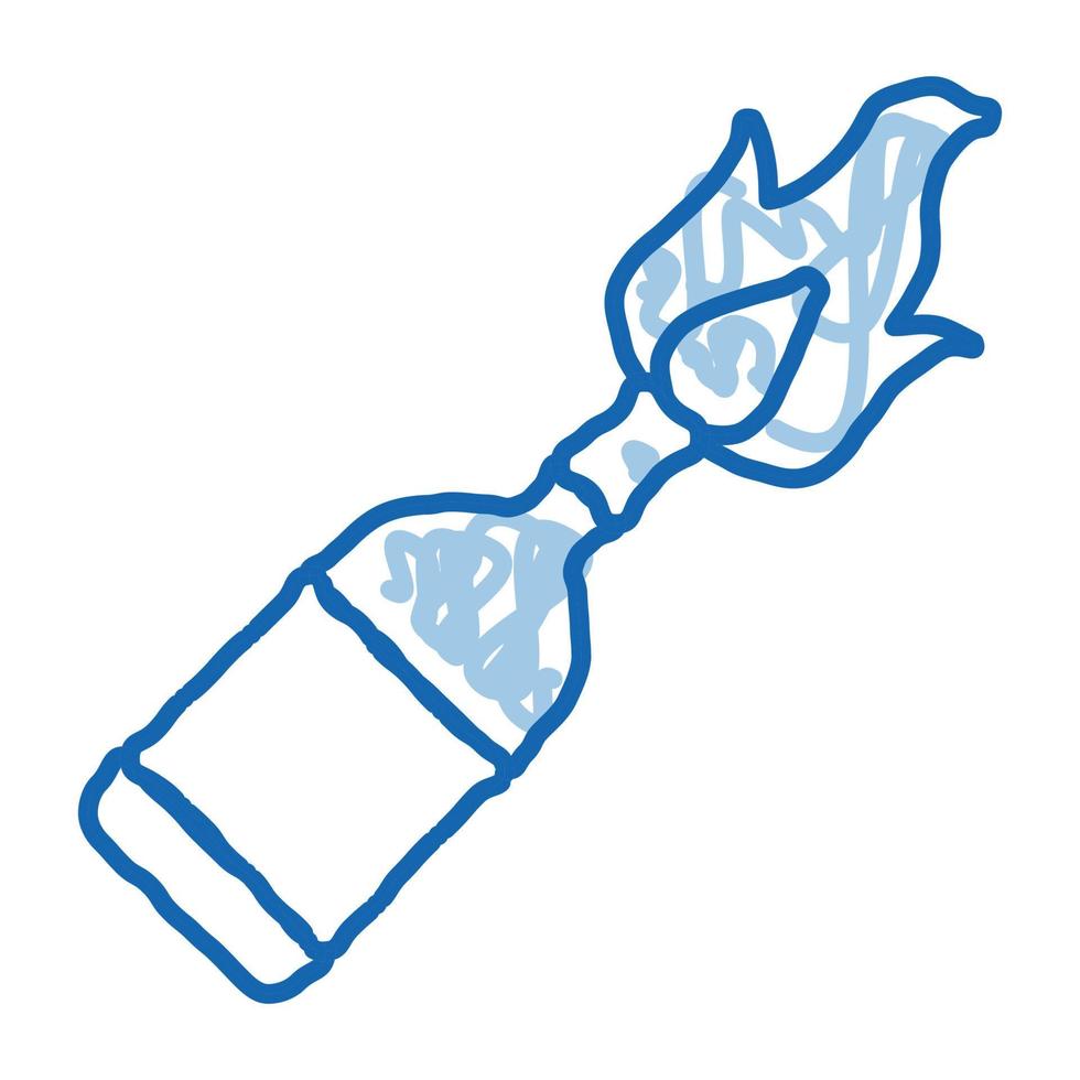 burning bottle doodle icon hand drawn illustration vector