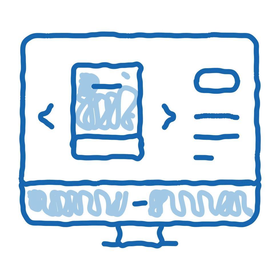 computer book selection doodle icon hand drawn illustration vector