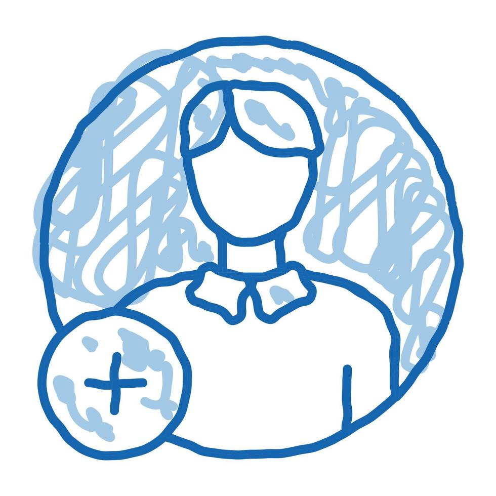 adding new person doodle icon hand drawn illustration vector