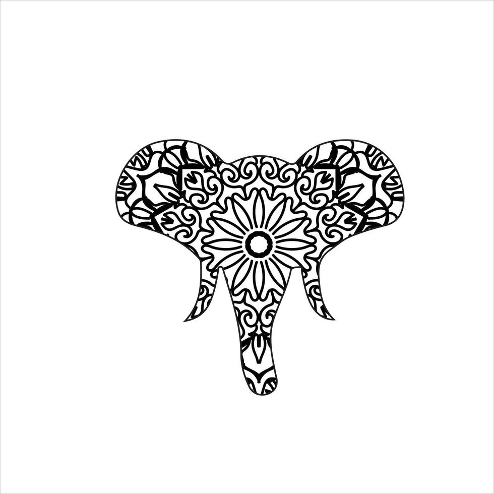 Mandala elephant coloring page for kids and adult vector