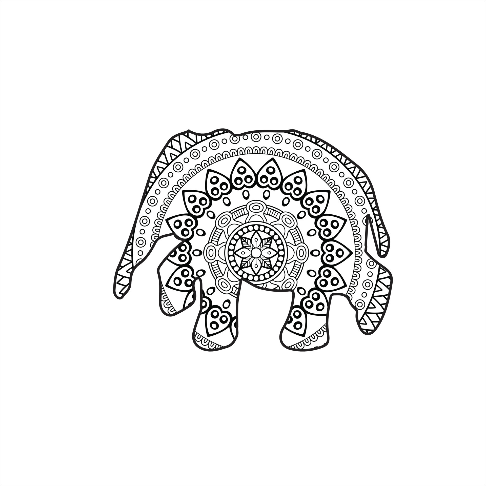 Mandala elephant coloring page for kids and adult 19477796 Vector Art