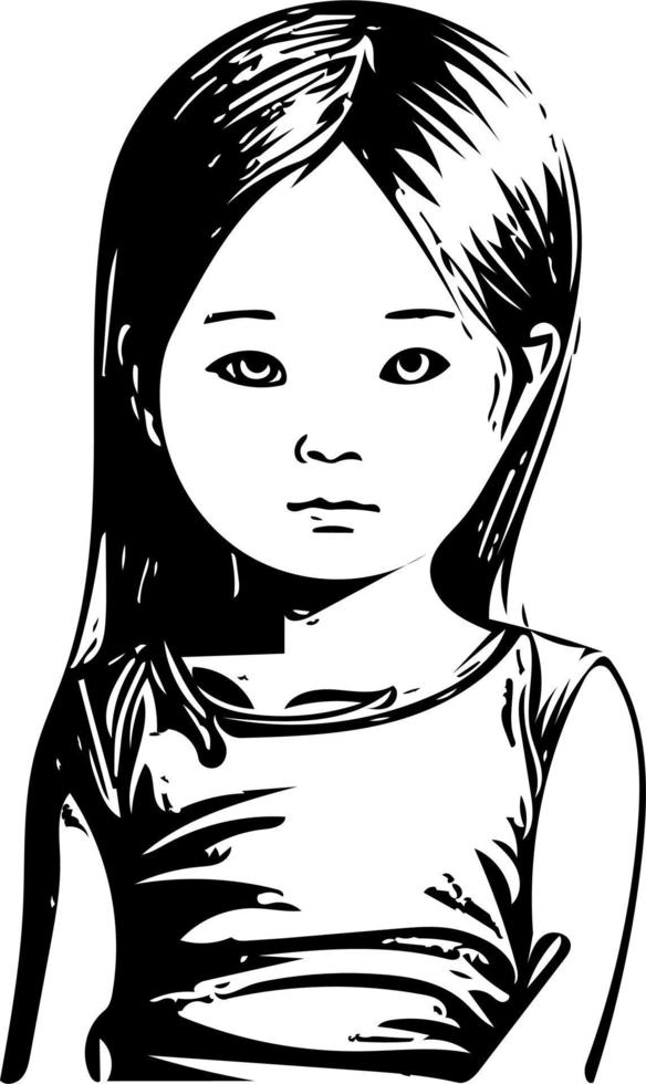 Beautiful girl face in simple line art vector