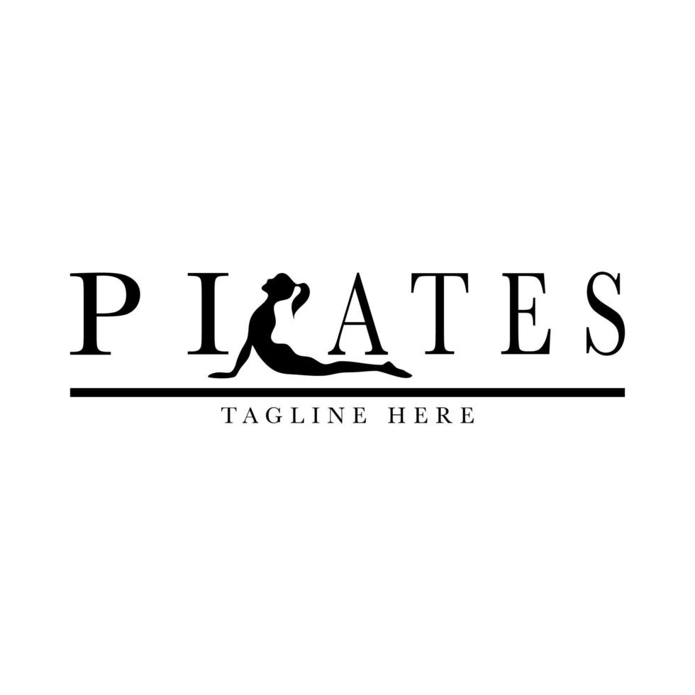 Pilates position female silhouette logo design vector