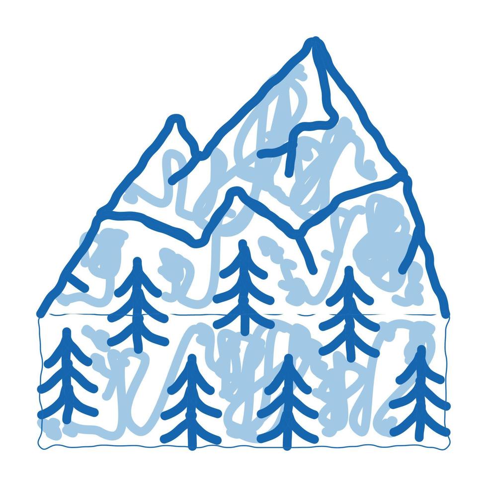 mountain landskape with vegetation doodle icon hand drawn illustration vector