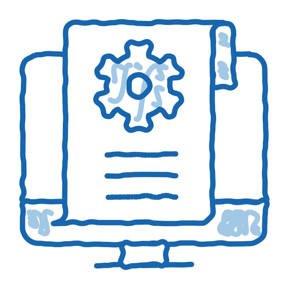 settings documents in computer doodle icon hand drawn illustration vector