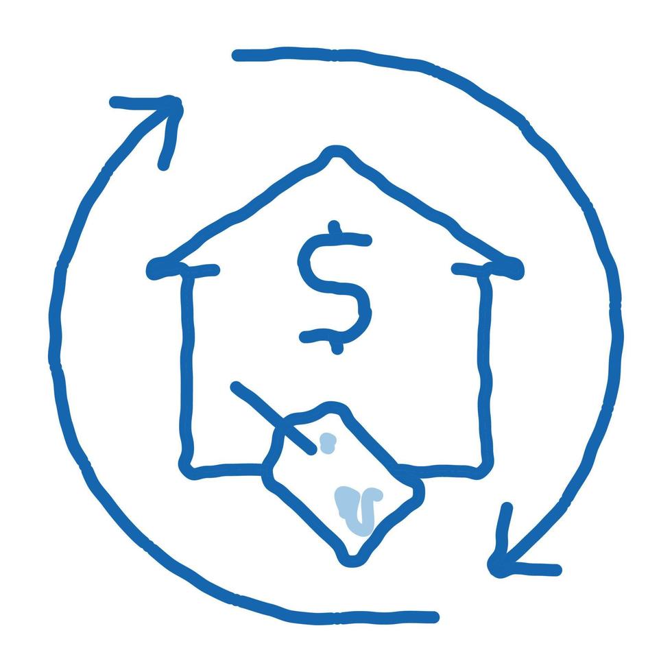 repetir el porcentaje de financiación de la vivienda doodle icono dibujado a mano ilustración vector