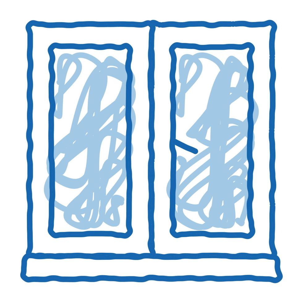 icono de doodle de ventana de dos mitades dibujado a mano ilustración vector