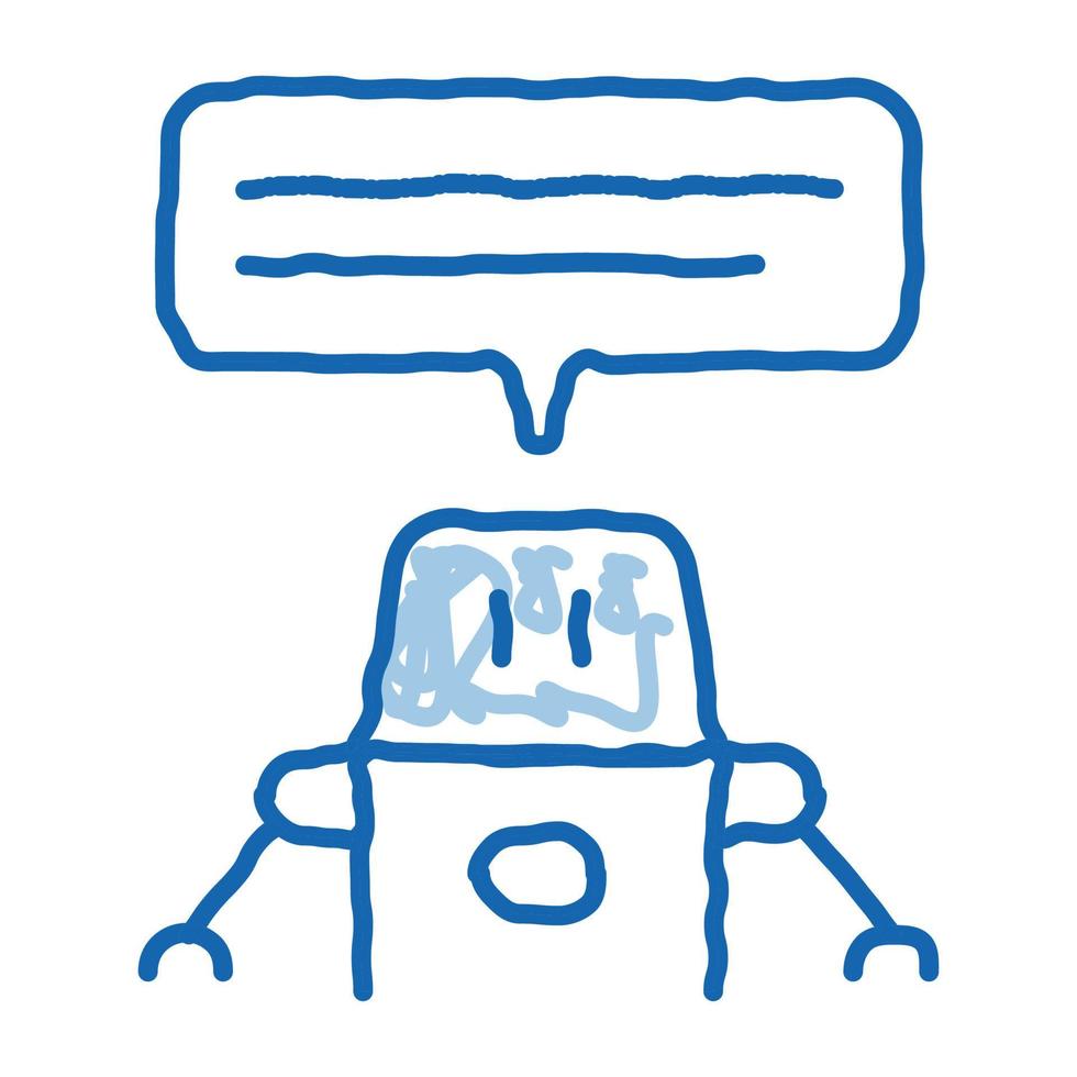 inteligencia artificial chat bot doodle icono dibujado a mano ilustración vector