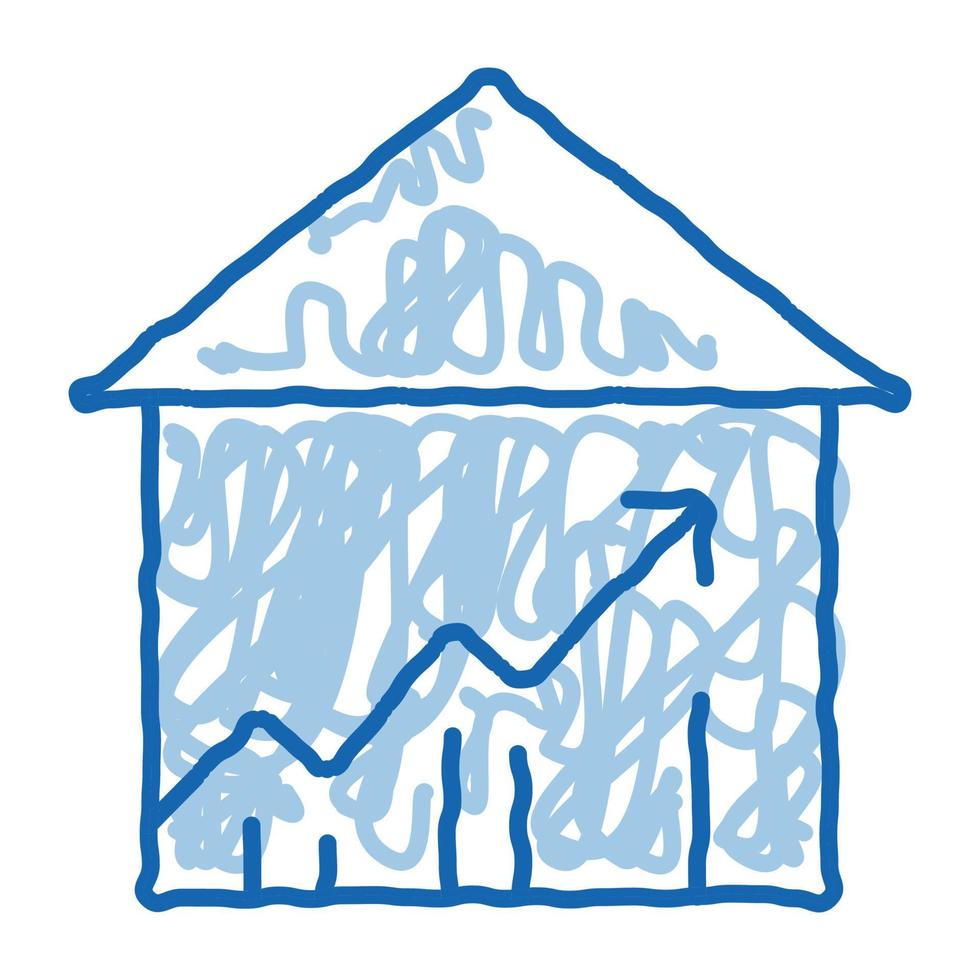 Building House And Arrow doodle icon hand drawn illustration vector
