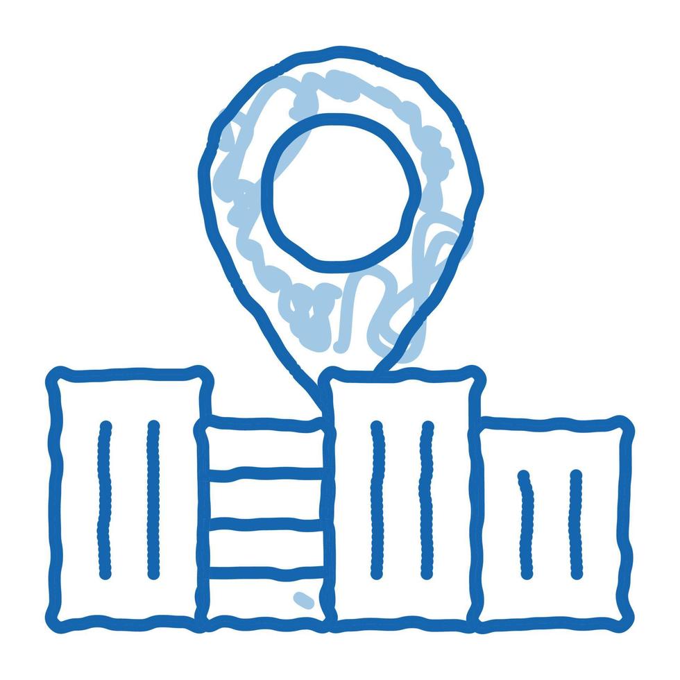 Gps Locaton Mark And Building doodle icon hand drawn illustration vector