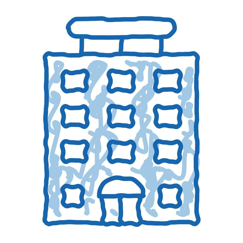 Tower-block Building doodle icon hand drawn illustration vector