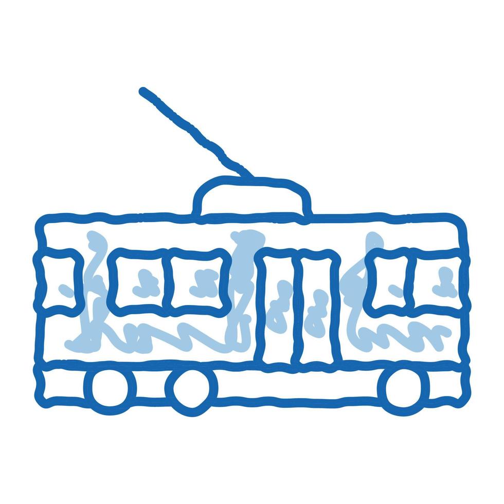 transporte público trolebús doodle icono dibujado a mano ilustración vector