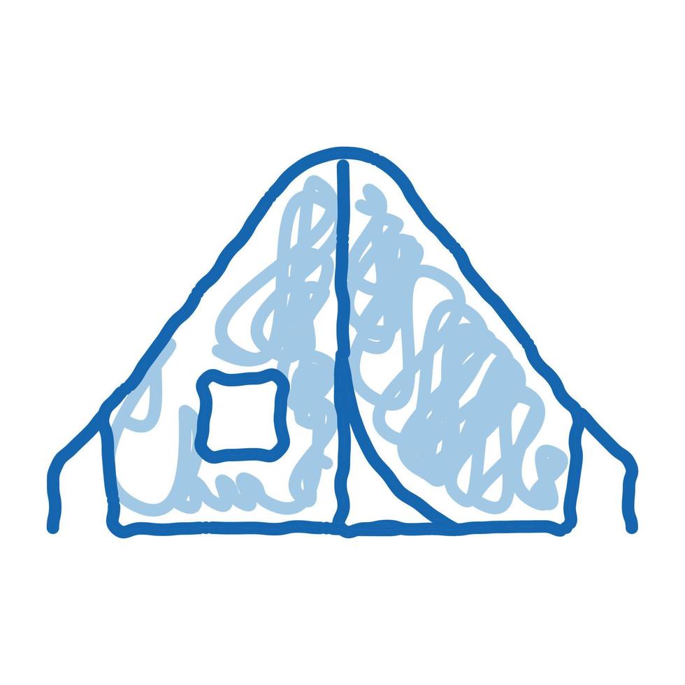 Camping Tent Alpinism Sport Equipment doodle icon hand drawn illustration vector