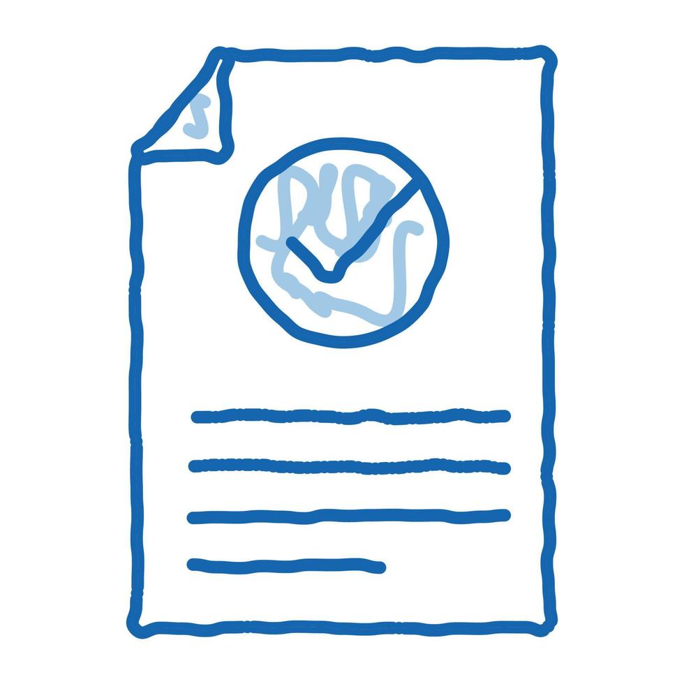 archivo de texto del documento con marca aprobada icono de garabato ilustración dibujada a mano vector