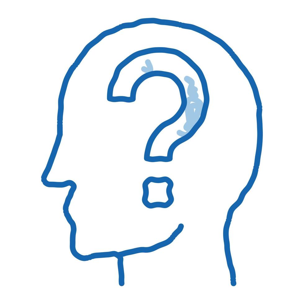 Question Mark In Man Silhouette Mind doodle icon hand drawn illustration vector
