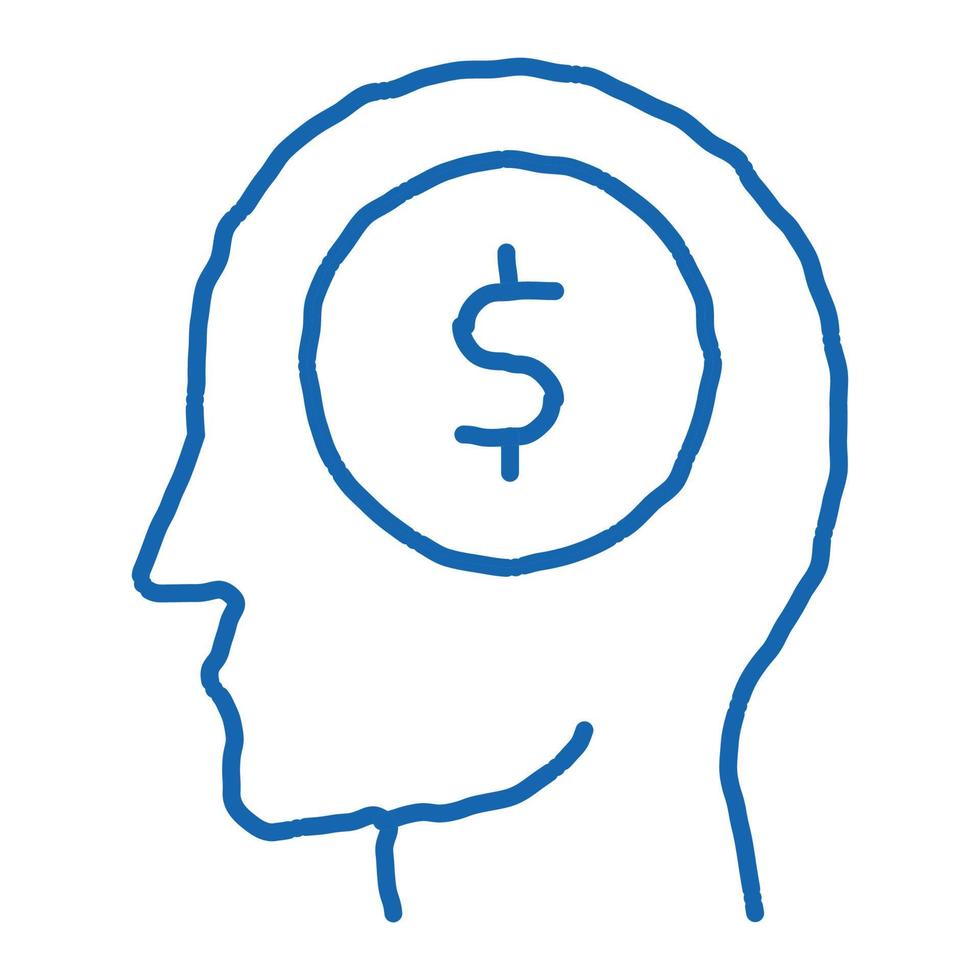 Dollar Coin Money In Man Silhouette Mind Vector