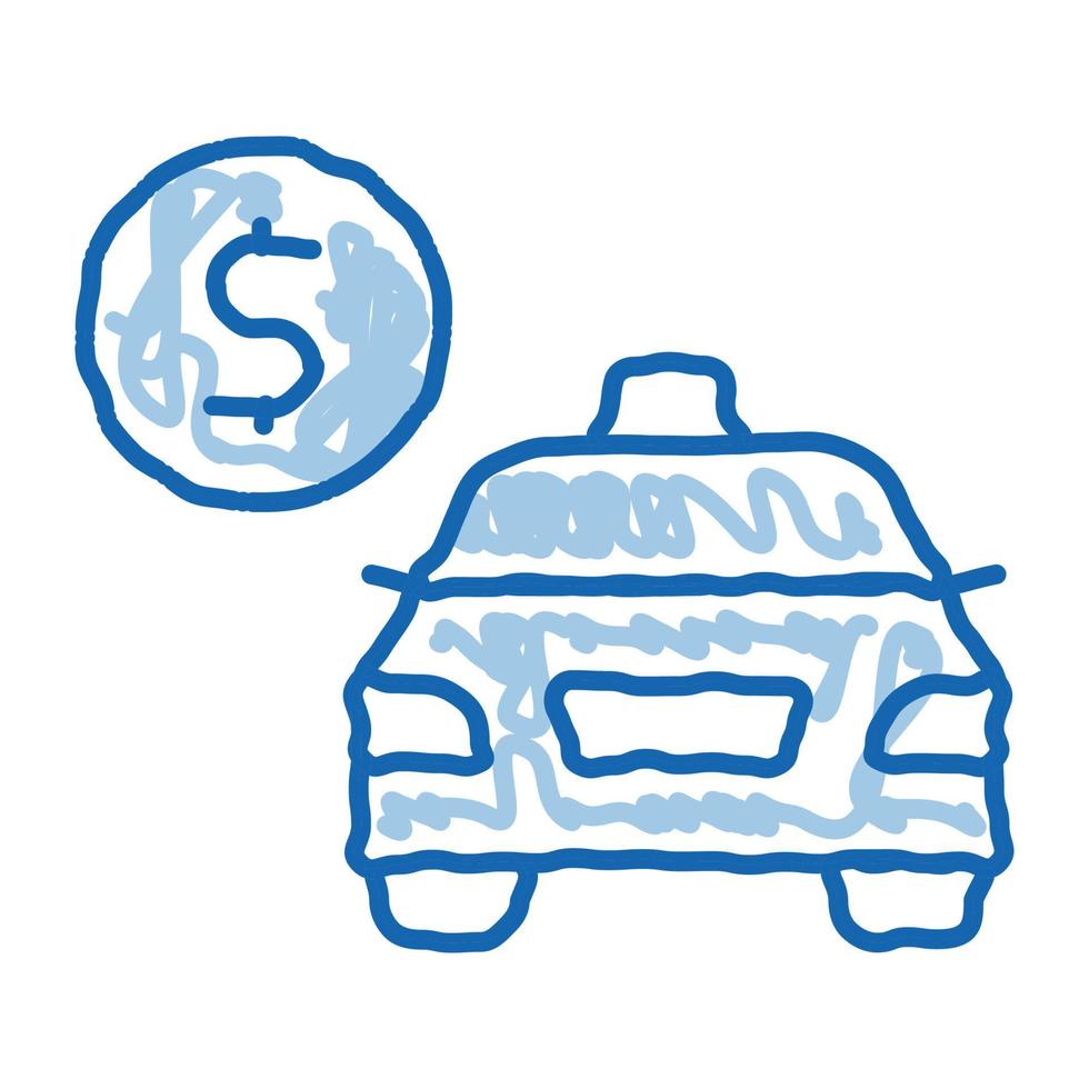 icono de doodle de pago de taxi en línea ilustración dibujada a mano vector
