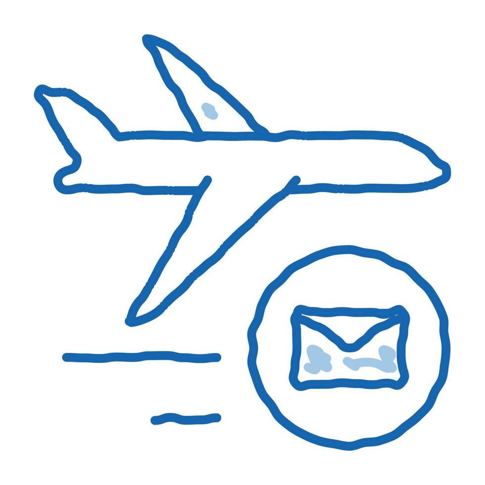 entrega de avión empresa de transporte postal icono de garabato ilustración dibujada a mano vector