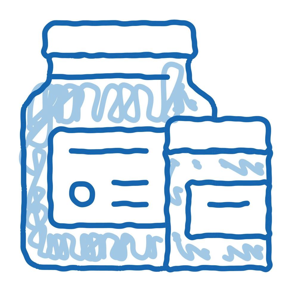 medicina salud botellas suplementos doodle icono dibujado a mano ilustración vector