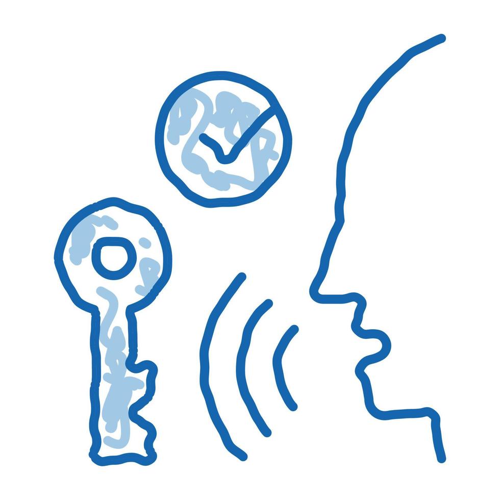 Security System Voice Control doodle icon hand drawn illustration vector