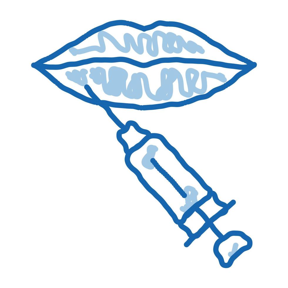 labio cosmetología inyección doodle icono dibujado a mano ilustración vector