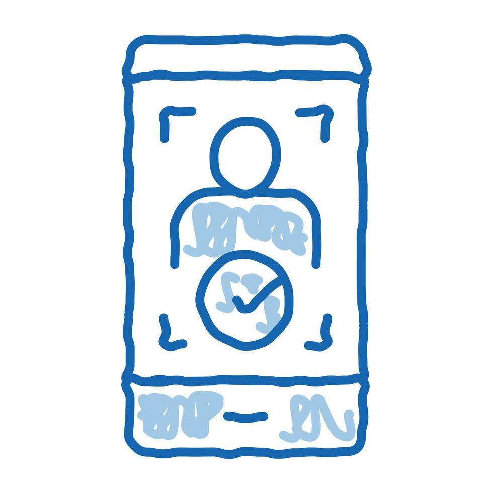 Phone Person Verification doodle icon hand drawn illustration vector