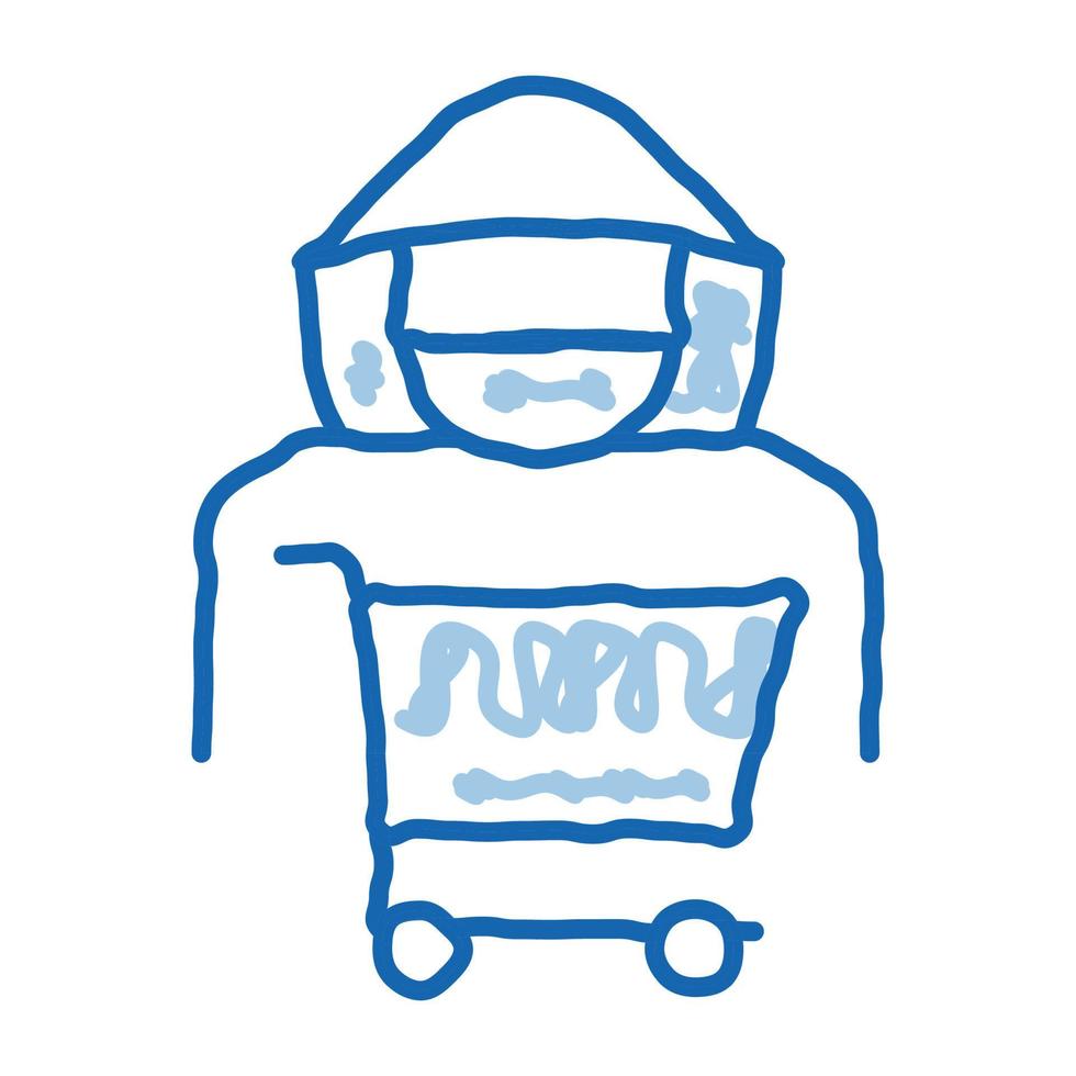 carrito de compras ladrón doodle icono dibujado a mano ilustración vector