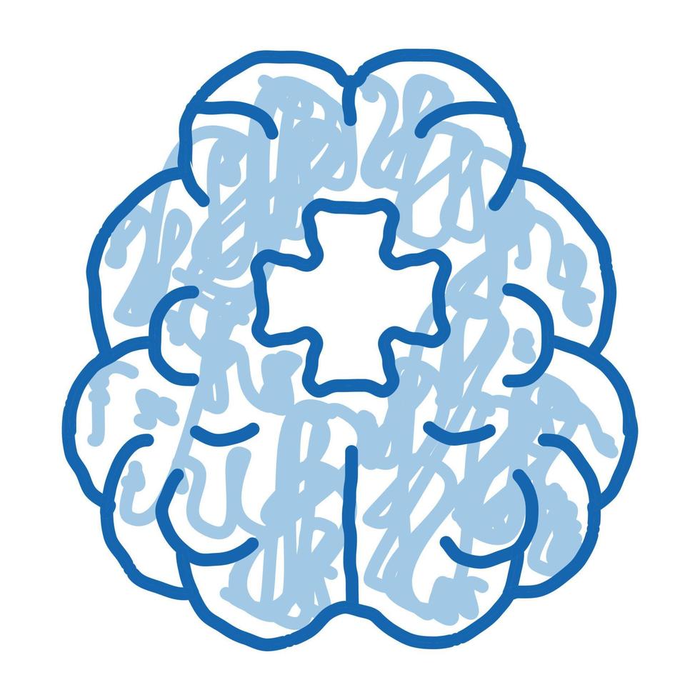 Brain And Medical Cross doodle icon hand drawn illustration vector
