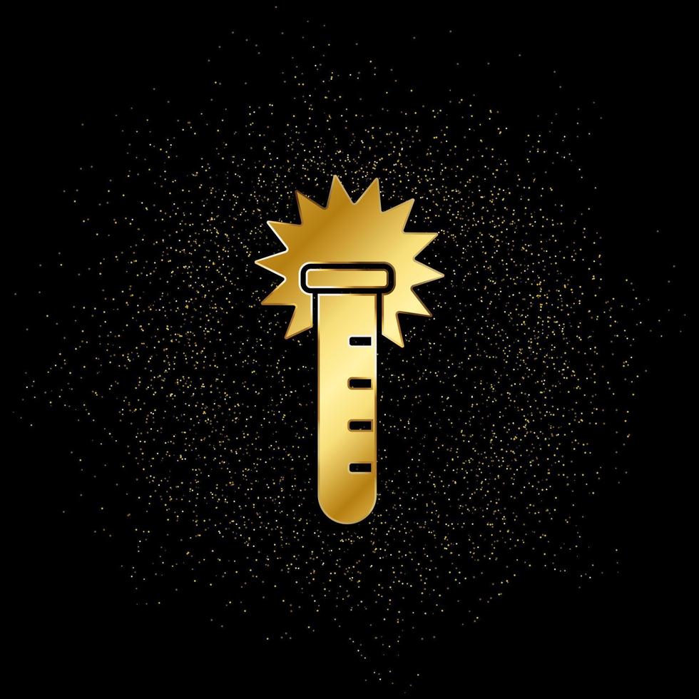 Chemical reaction gold icon. Vector illustration of golden particle background. Gold vector icon