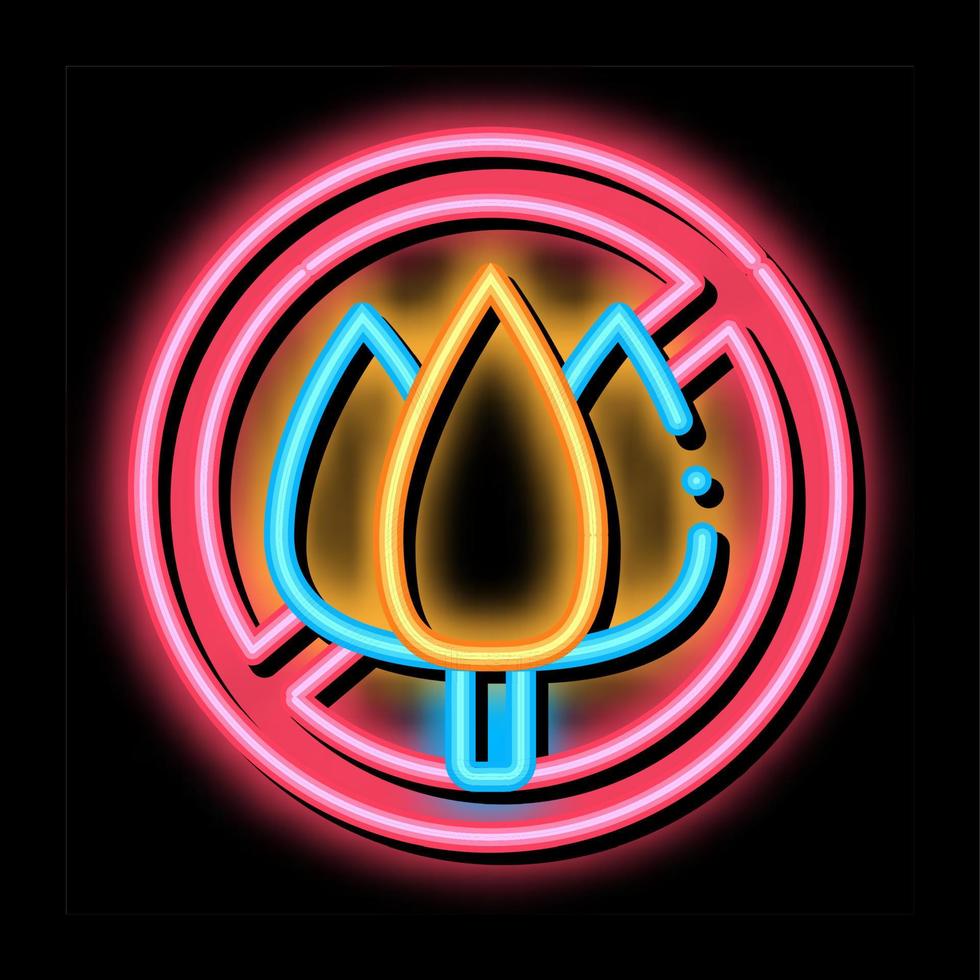 ilustración de icono de brillo de neón de flor de signo libre de alérgenos vector