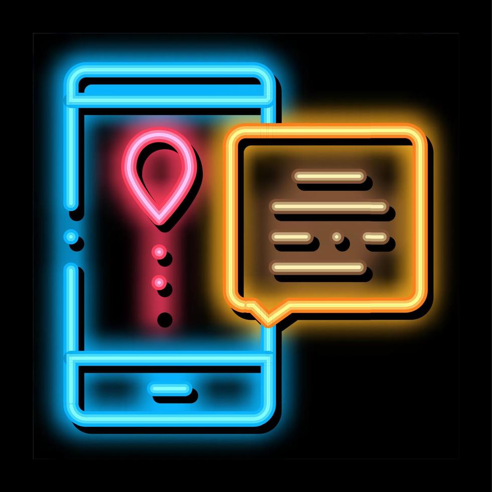 ilustración de icono de brillo de neón de aplicación móvil de entrega de mensajería vector