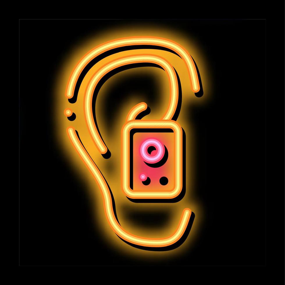 Earphone in Ear neon glow icon illustration vector