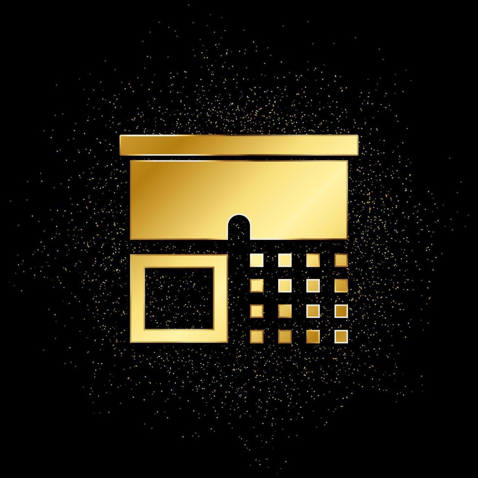 use un icono dorado. ilustración vectorial de fondo de partículas doradas. icono de vector de oro