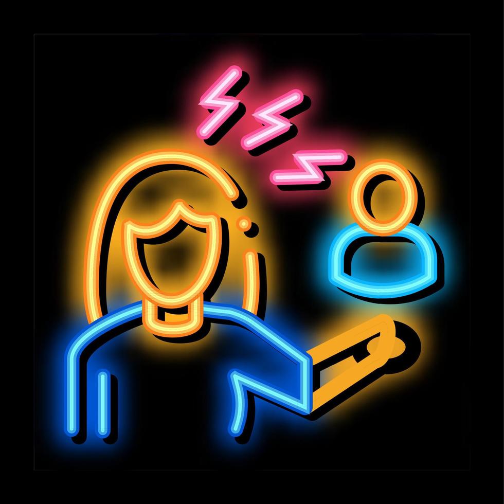 female discussion and conviction neon glow icon illustration vector