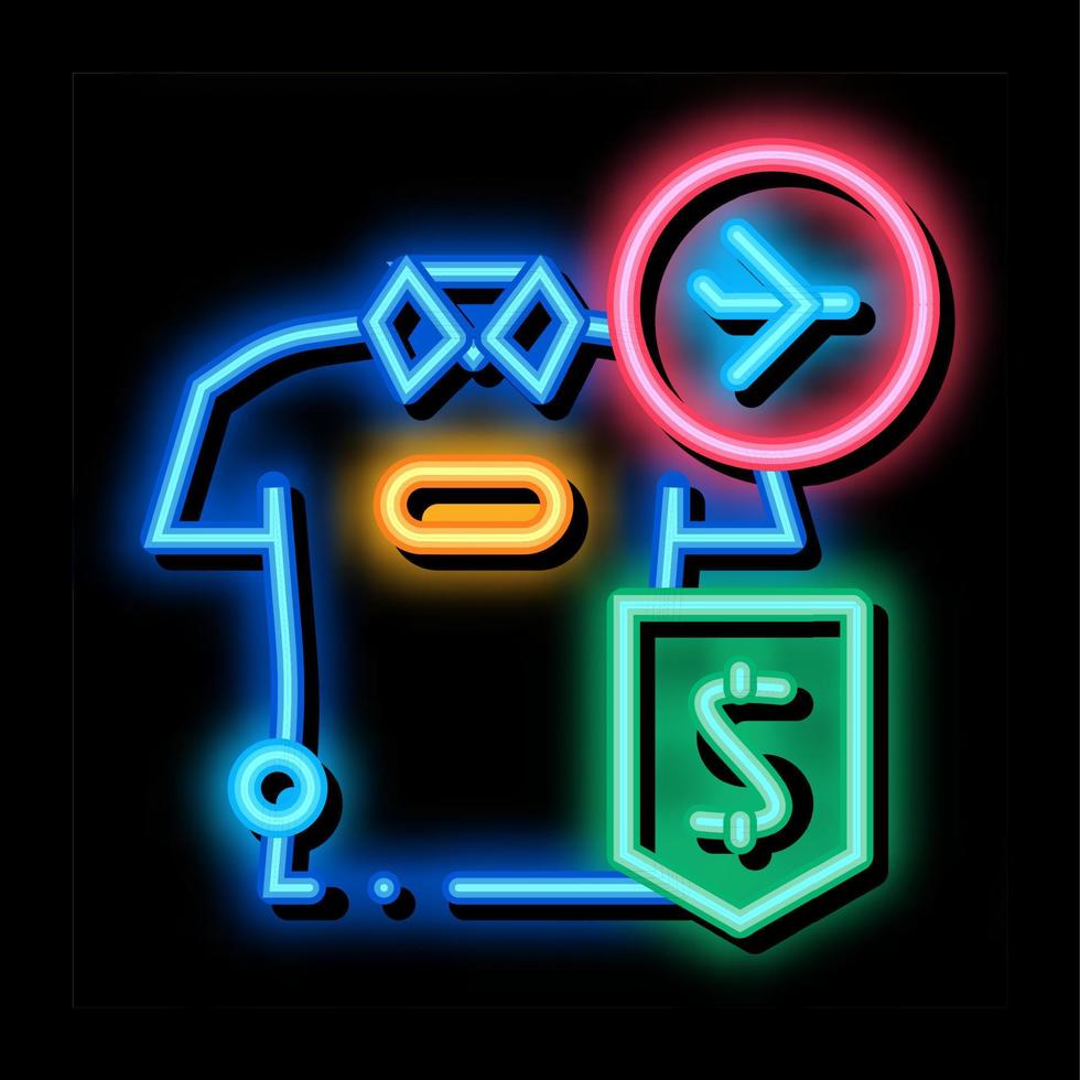 compra efectivo camiseta libre de impuestos neón resplandor icono ilustración vector