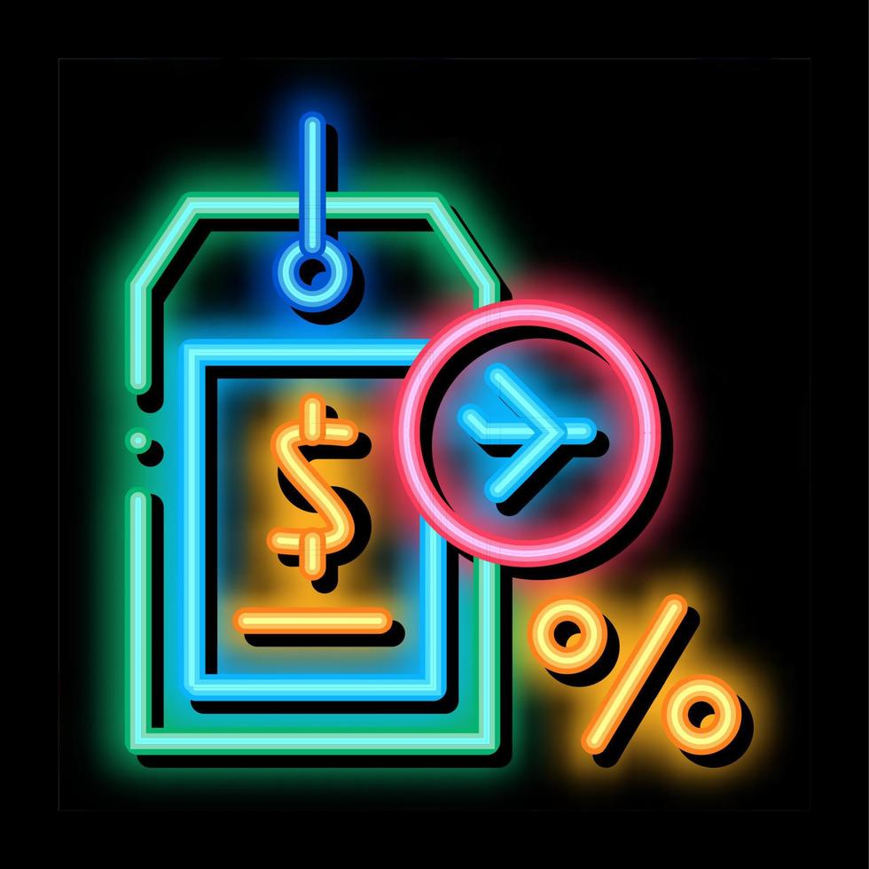 ilustración de icono de brillo de neón de etiqueta de precio de artículo libre de impuestos vector
