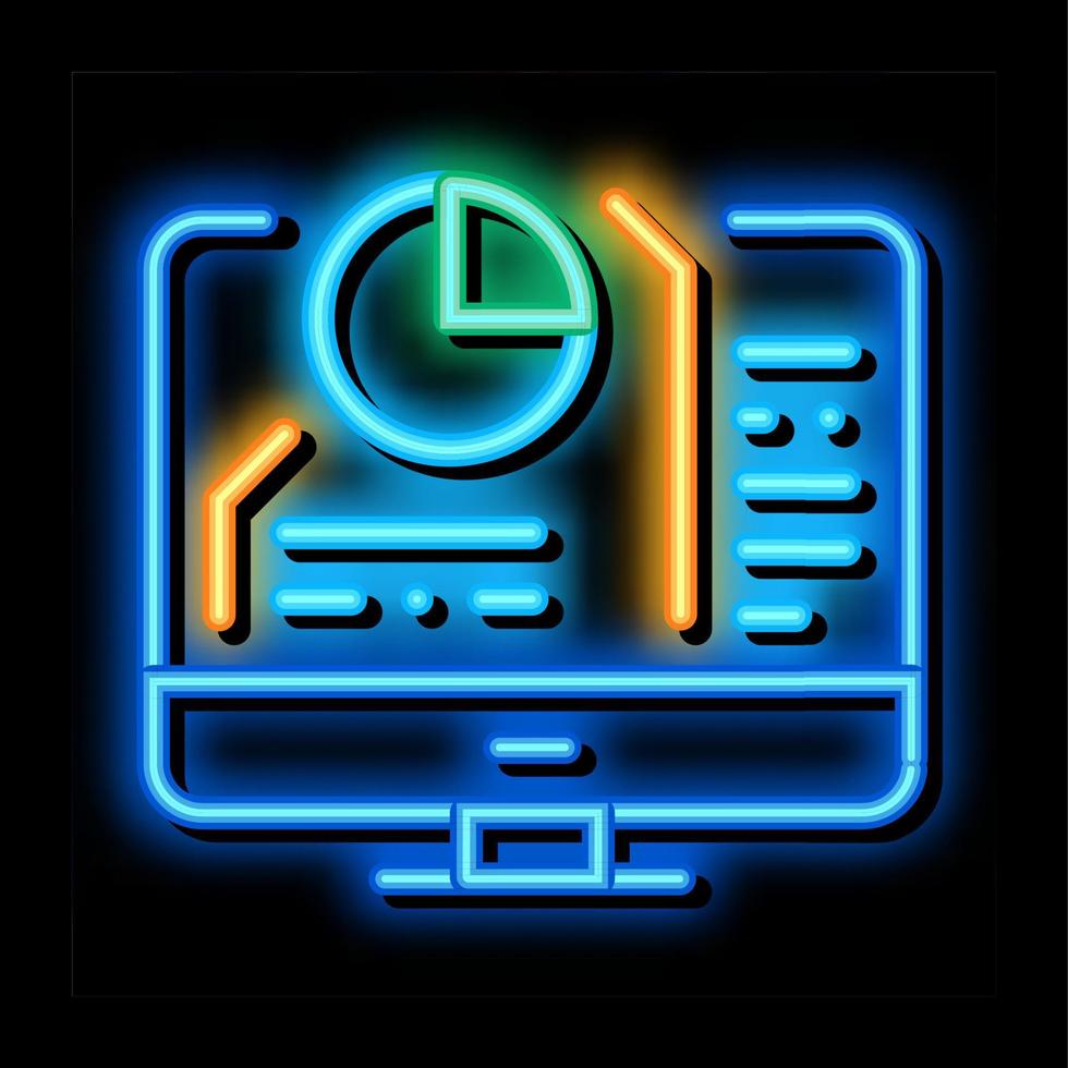 pie chart in computer neon glow icon illustration vector