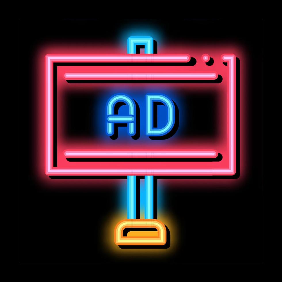 pole-mounted billboard neon glow icon illustration vector