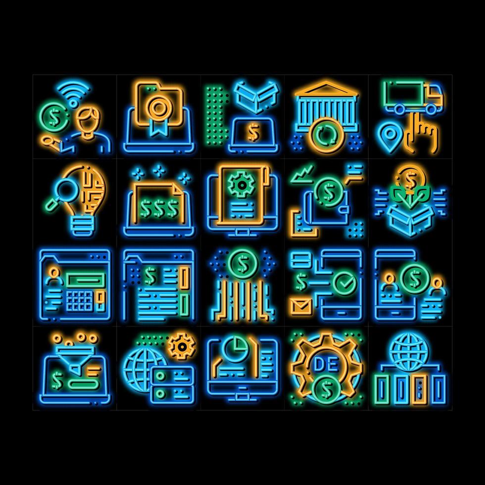 Digital Economy neon glow icon illustration vector