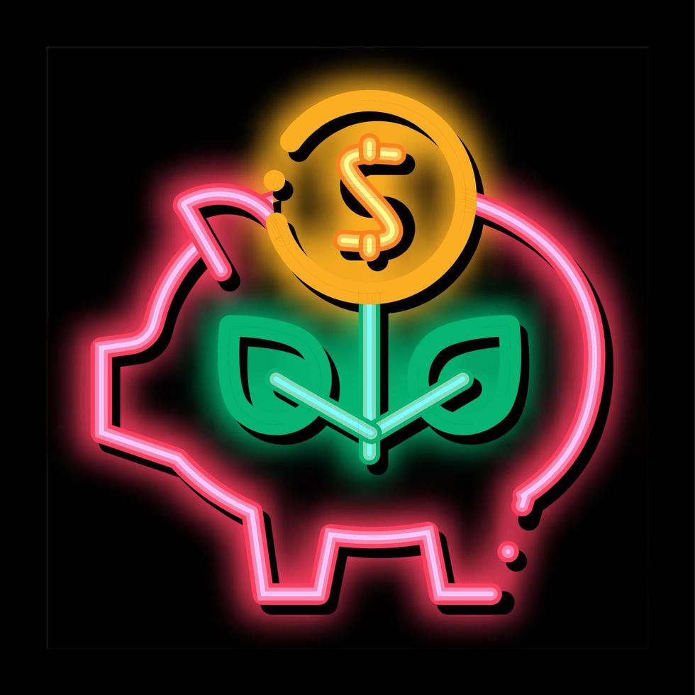 pig money box neon glow icon illustration vector