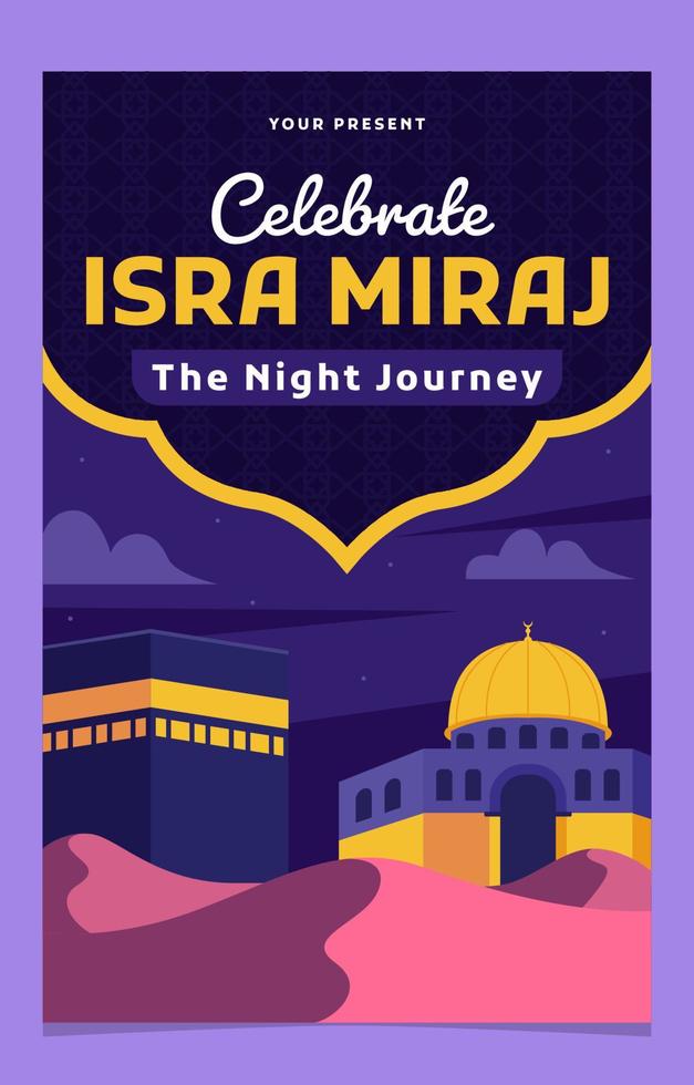 genial plantilla de póster de isra miraj para evento vector