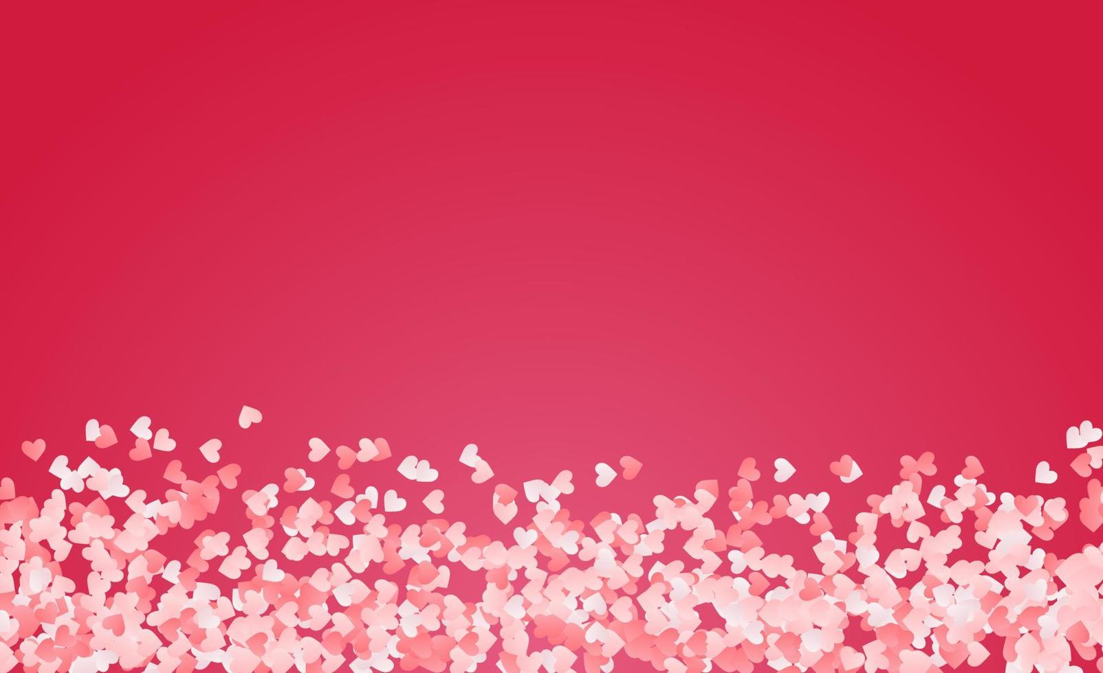 plantilla de cupón o encabezado del día de san valentín con corazones y nubes. afiche o pancarta con corazones cortados en papel blanco y rosa. lugar para el texto. vector