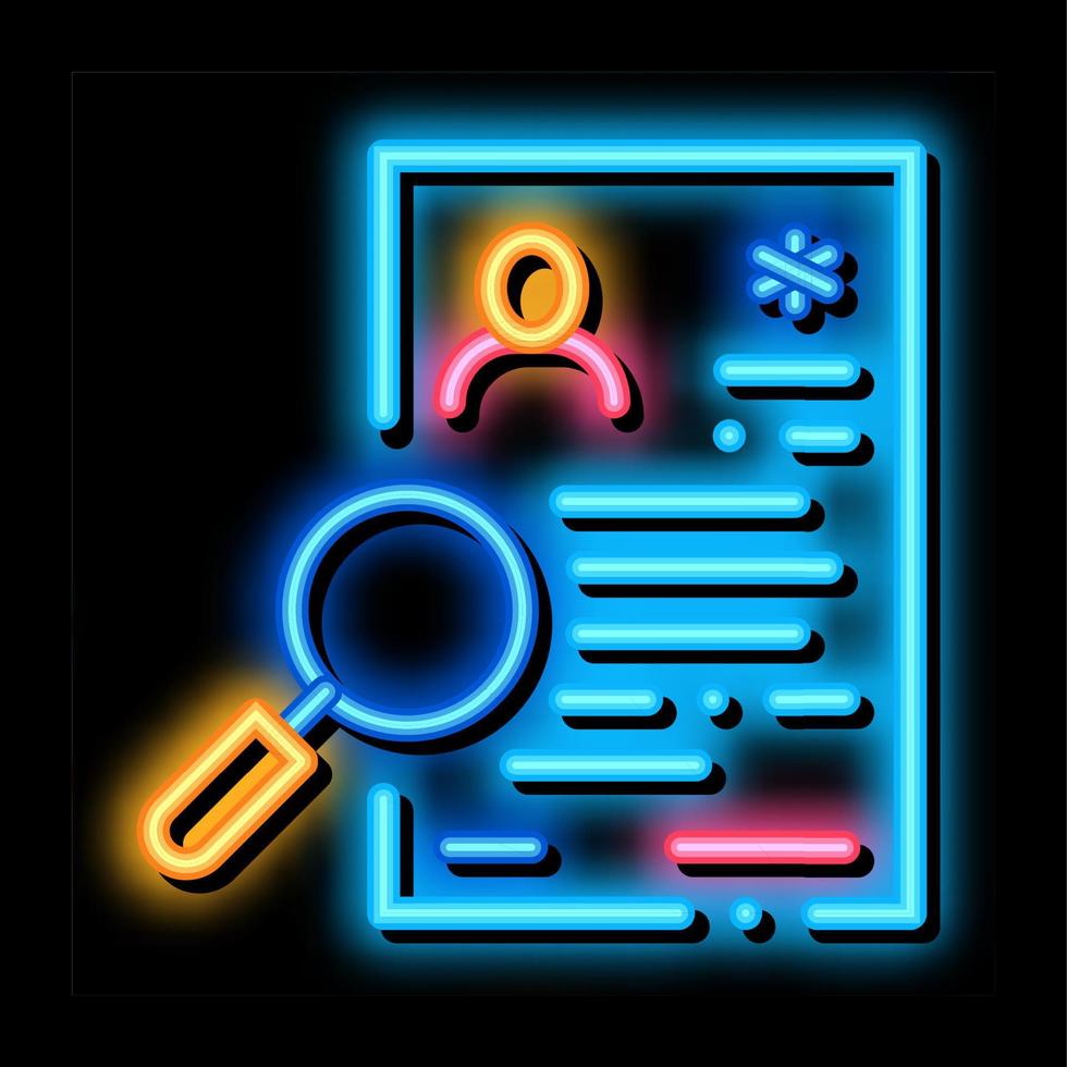 research cv neon glow icon illustration vector