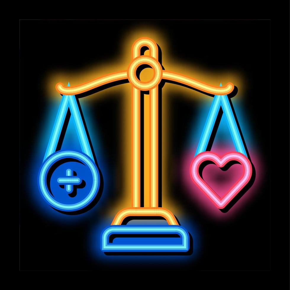 scale heart weight neon glow icon illustration vector