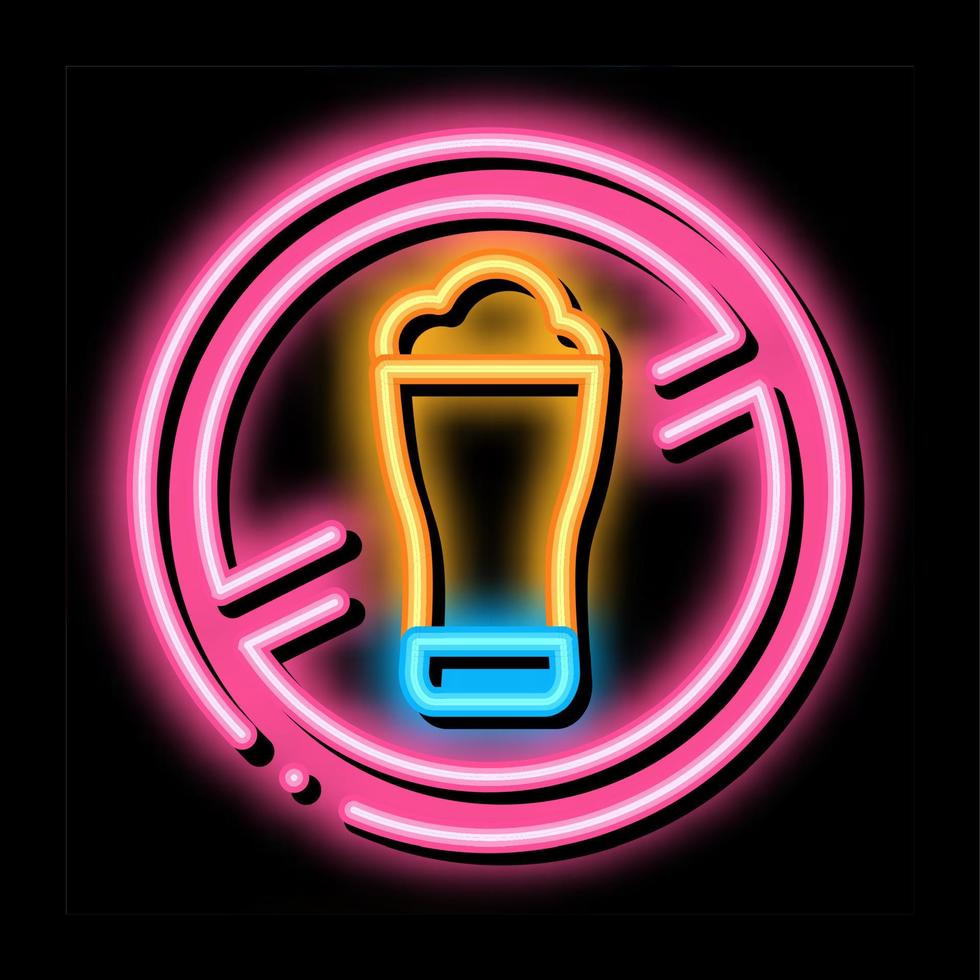 stop drink alcohol sign neon glow icon illustration vector