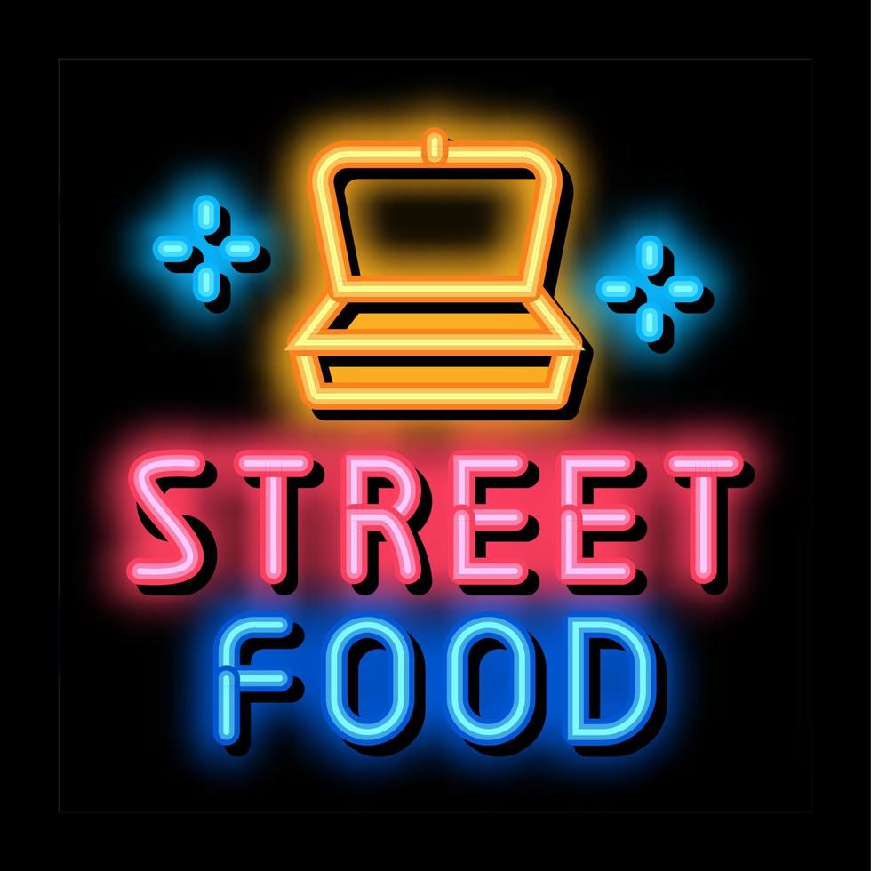 street food container neon glow icon illustration vector